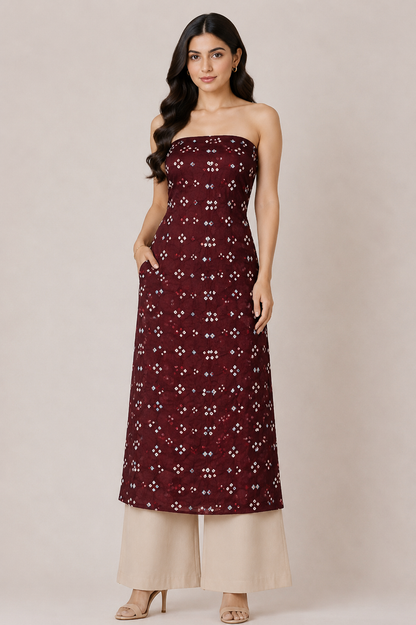 Multi (Bandhej - Tie Dye) Modal Silk Unstitched Kurta Fabric  Mtr Length  2.5 Mtr  Length  -  SKU : KH25801I