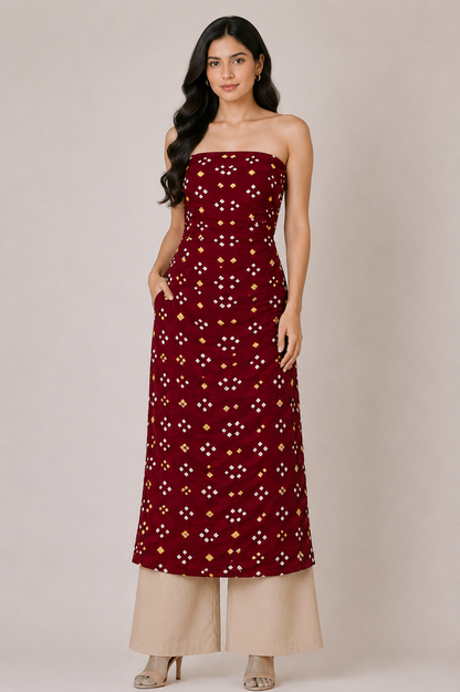 Multi (Bandhej - Tie Dye) Modal Silk Unstitched Kurta Fabric  Mtr Length  2.5 Mtr  Length  -  SKU : KH25801A