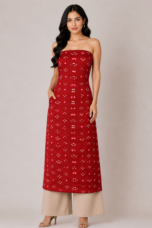 Multi (Bandhej - Tie Dye) Modal Silk Unstitched Kurta Fabric  Mtr Length  2.5 Mtr  Length  -  SKU : KH25801J