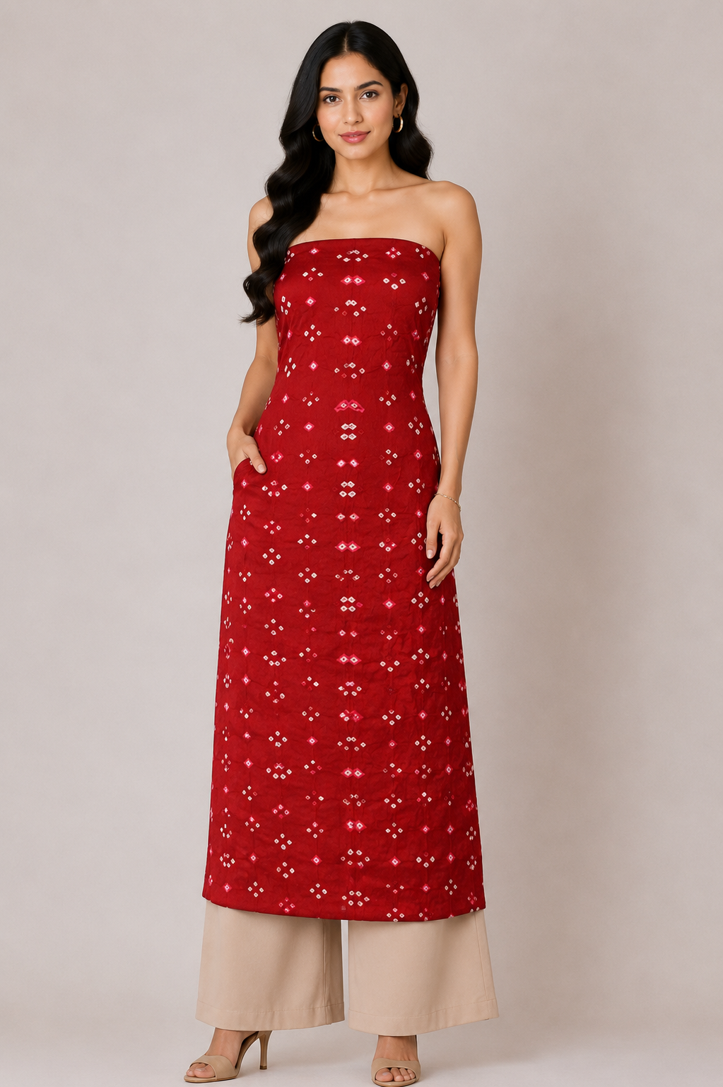 Multi (Bandhej - Tie Dye) Modal Silk Unstitched Kurta Fabric  Mtr Length  2.5 Mtr  Length  -  SKU : KH25801J