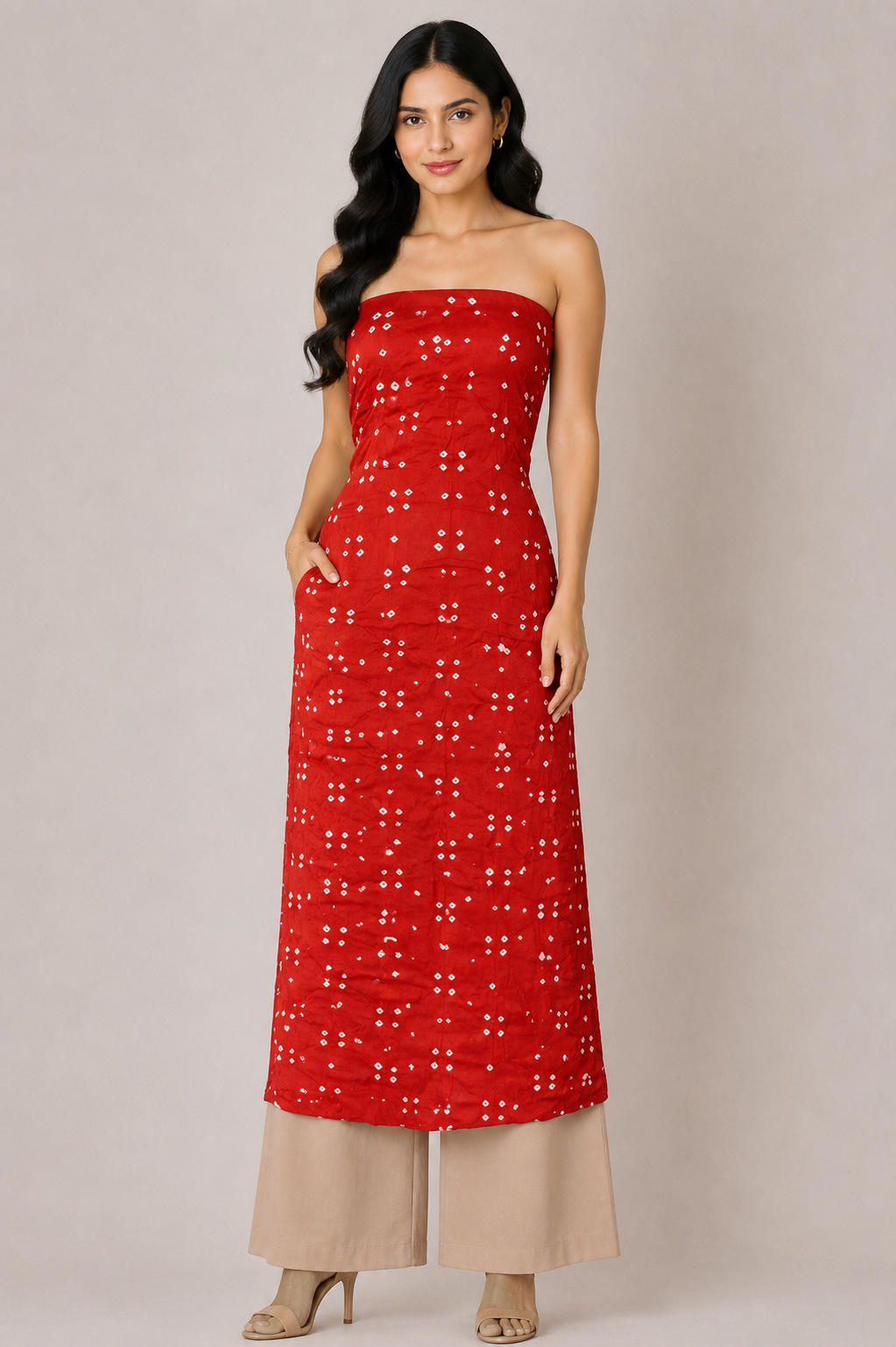 Multi (Bandhej - Tie Dye) Modal Silk Unstitched Kurta Fabric  Mtr Length  3 Mtr  Length  -  SKU : KH25801K