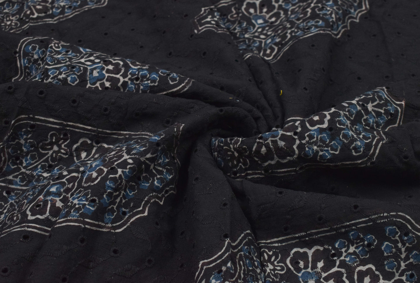 Ajrakh Cotton Natural Dye Hakoba Design Hand Block Print Unstitched Kurta Fabric  Mtr Length  2.5 Mtr  Length  -  SKU : MK12901E