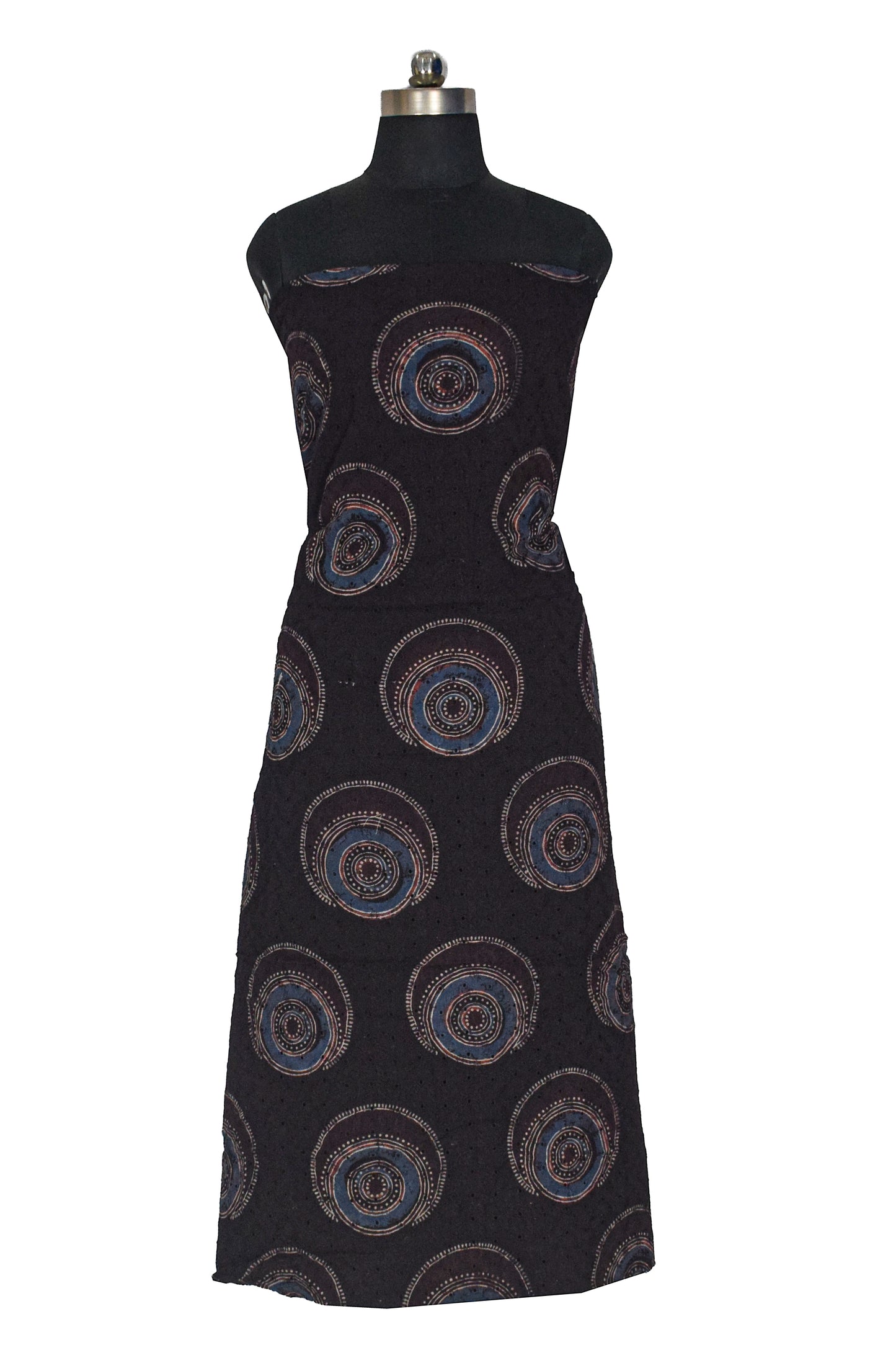 Ajrakh Cotton Natural Dye Hakoba Design Hand Block Print Unstitched Kurta Fabric  Mtr Length  3 Mtr  Length  -  SKU : MK12902C