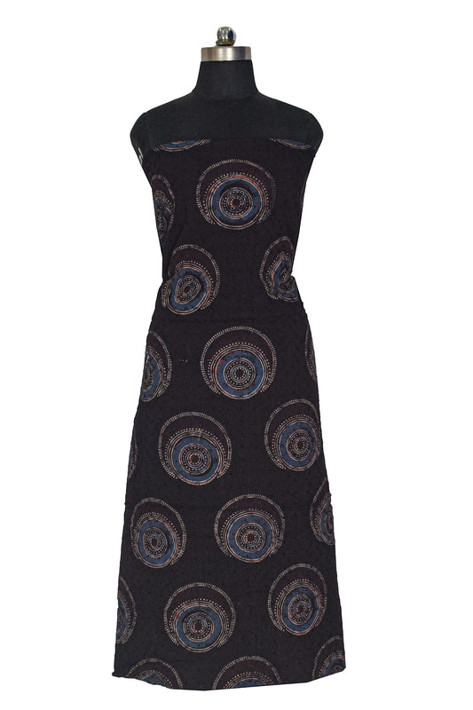 Ajrakh Cotton Natural Dye Hakoba Design Hand Block Print Unstitched Kurta Fabric  Mtr Length  3 Mtr  Length  -  SKU : MK12902C