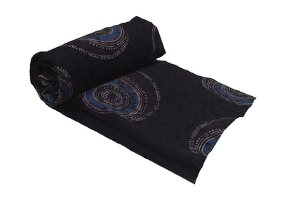 Ajrakh Cotton Natural Dye Hakoba Design Hand Block Print Unstitched Kurta Fabric  Mtr Length  3 Mtr  Length  -  SKU : MK12902C