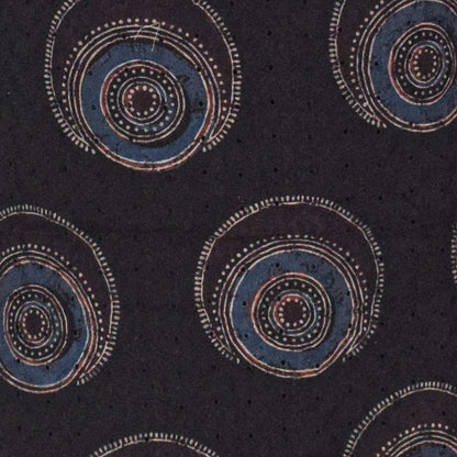 Ajrakh Cotton Natural Dye Hakoba Design Hand Block Print Unstitched Kurta Fabric  Mtr Length  3 Mtr  Length  -  SKU : MK12902C