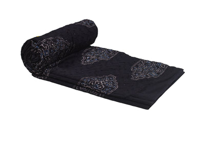 Ajrakh Cotton Natural Dye Hakoba Design Hand Block Print Unstitched Kurta Fabric  Mtr Length  2.75 Mtr  Length  -  SKU : MK12903G