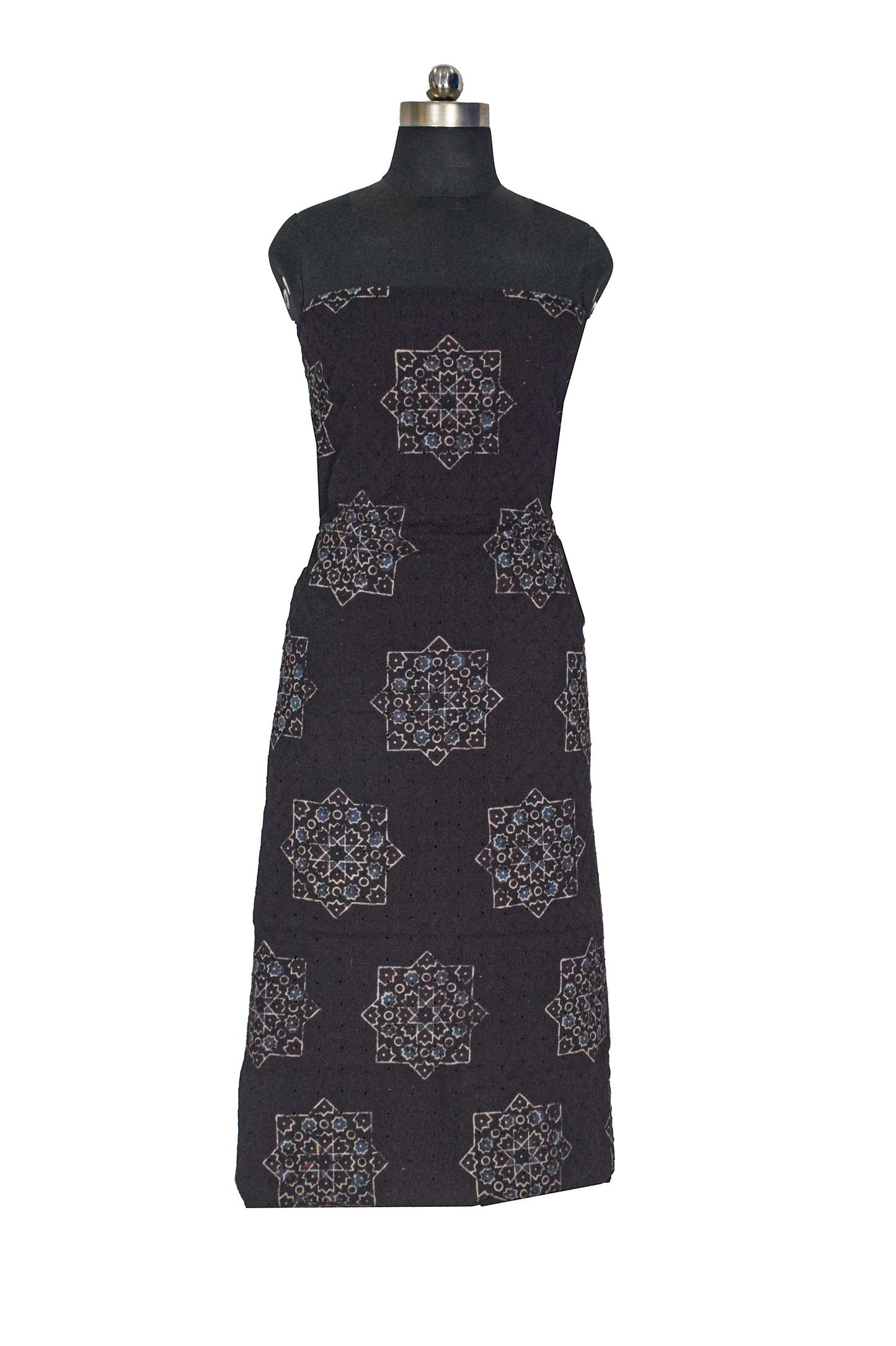 Ajrakh Cotton Natural Dye Hakoba Design Hand Block Print Unstitched Kurta Fabric  Mtr Length  2.75 Mtr  Length  -  SKU : MK12903L