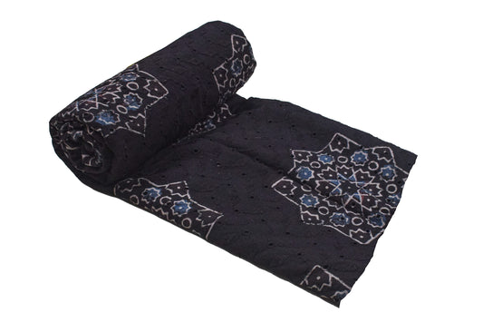 Ajrakh Cotton Natural Dye Hakoba Design Hand Block Print Unstitched Kurta Fabric  Mtr Length  2.75 Mtr  Length  -  SKU : MK12903L