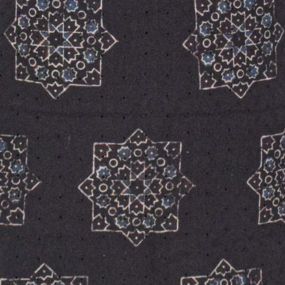 Ajrakh Cotton Natural Dye Hakoba Design Hand Block Print Unstitched Kurta Fabric  Mtr Length  1.25 Mtr  Length  -  SKU : MK12904G