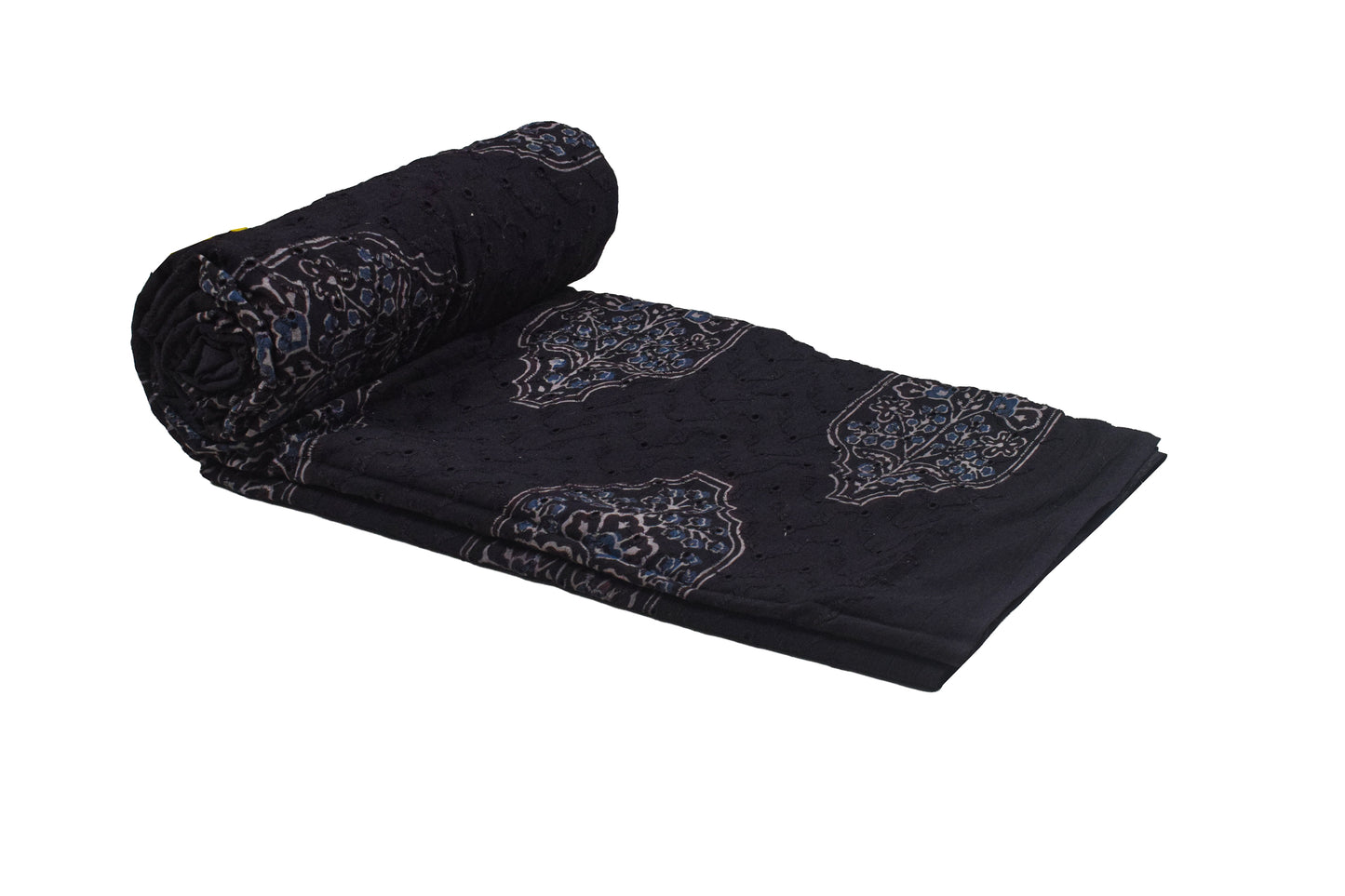 Ajrakh Cotton Natural Dye Hakoba Design Hand Block Print Unstitched Kurta Fabric  Mtr Length  1.25 Mtr  Length  -  SKU : MK12904L