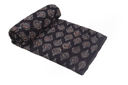 Ajrakh Cotton Natural Dye Hakoba Design Hand Block Print Unstitched Kurta Fabric  Mtr Length  1.5 Mtr  Length  -  SKU : AI06A05D