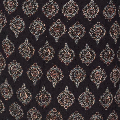Ajrakh Cotton Natural Dye Hakoba Design Hand Block Print Unstitched Kurta Fabric  Mtr Length  1.5 Mtr  Length  -  SKU : AI06A05D