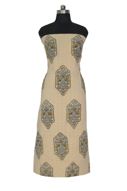 Ajrakh Cotton Natural Dye Hakoba Design Hand Block Print Unstitched Kurta Fabric  Mtr Length  3 Mtr  Length  -  SKU : MK12902E