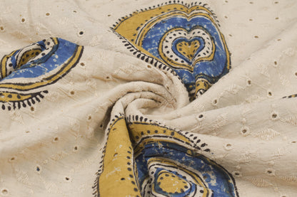 Ajrakh Cotton Natural Dye Hakoba Design Hand Block Print Unstitched Kurta Fabric  Mtr Length  2.75 Mtr  Length  -  SKU : MK12903E