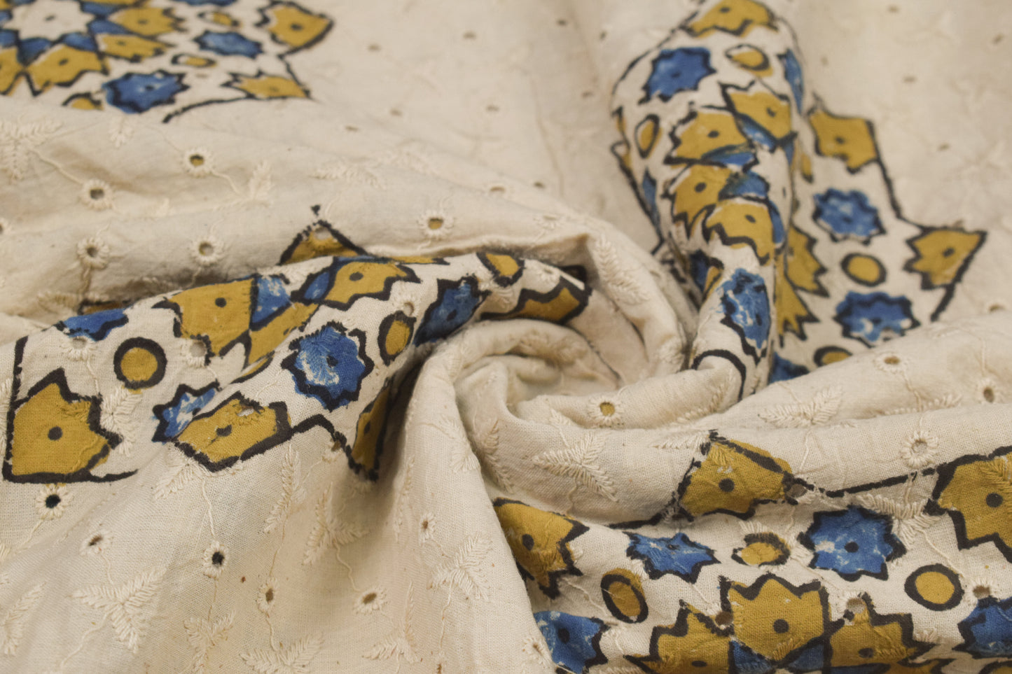 Ajrakh Cotton Natural Dye Hakoba Design Hand Block Print Unstitched Kurta Fabric  Mtr Length  2.75 Mtr  Length  -  SKU : MK12903J