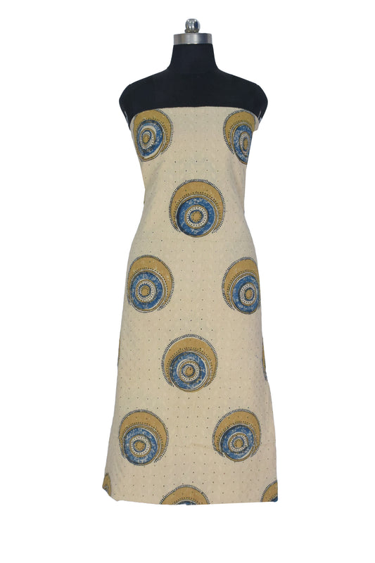 Ajrakh Cotton Natural Dye Hakoba Design Hand Block Print Unstitched Kurta Fabric  Mtr Length  1.25 Mtr  Length  -  SKU : MK12904E