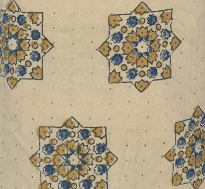 Ajrakh Cotton Natural Dye Hakoba Design Hand Block Print Unstitched Kurta Fabric  Mtr Length  1.25 Mtr  Length  -  SKU : MK12904J