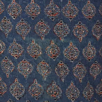 Ajrakh Cotton Natural Dye Hakoba Design Hand Block Print Unstitched Kurta Fabric  Mtr Length  1.5 Mtr  Length  -  SKU : AI06A05F