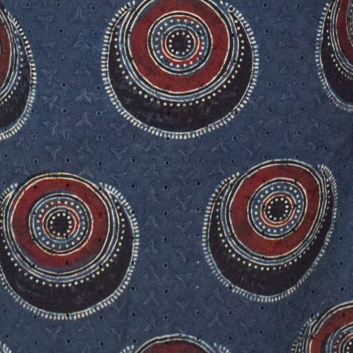 Ajrakh Cotton Natural Dye Hakoba Design Hand Block Print Unstitched Kurta Fabric  Mtr Length  2.75 Mtr  Length  -  SKU : MK12903D