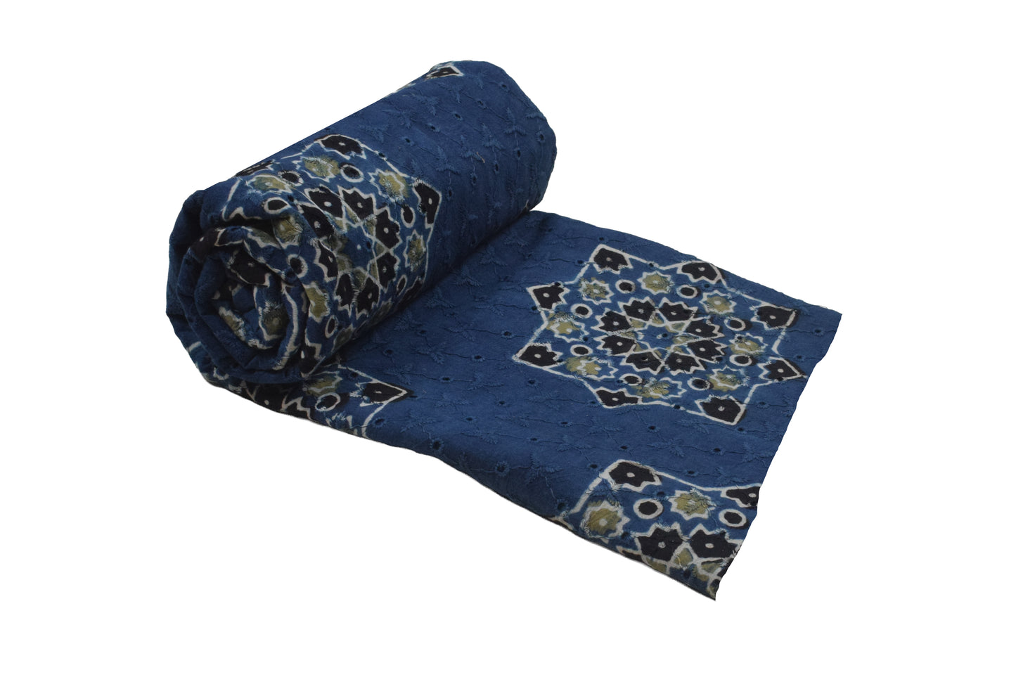 Ajrakh Cotton Natural Dye Hakoba Design Hand Block Print Unstitched Kurta Fabric  Mtr Length  2.75 Mtr  Length  -  SKU : MK12903I