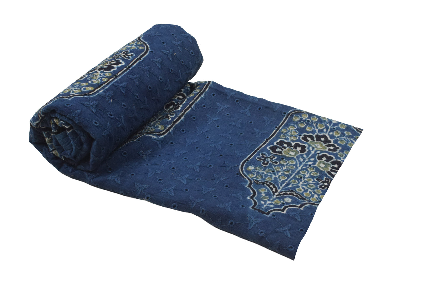 Ajrakh Cotton Natural Dye Hakoba Design Hand Block Print Unstitched Kurta Fabric  Mtr Length  2.75 Mtr  Length  -  SKU : MK12903K