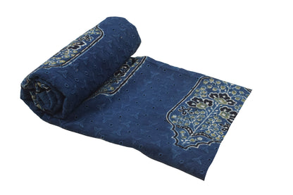 Ajrakh Cotton Natural Dye Hakoba Design Hand Block Print Unstitched Kurta Fabric  Mtr Length  2.75 Mtr  Length  -  SKU : MK12903K