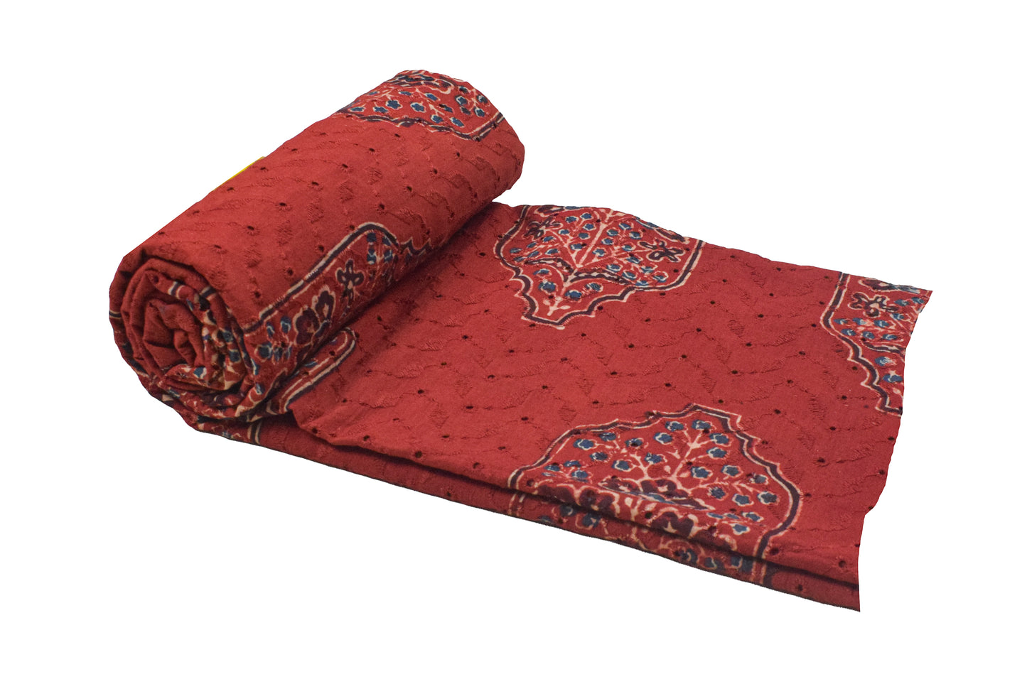 Ajrakh Cotton Natural Dye Hakoba Design Hand Block Print Unstitched Kurta Fabric  Mtr Length  3 Mtr  Length  -  SKU : MK12902A
