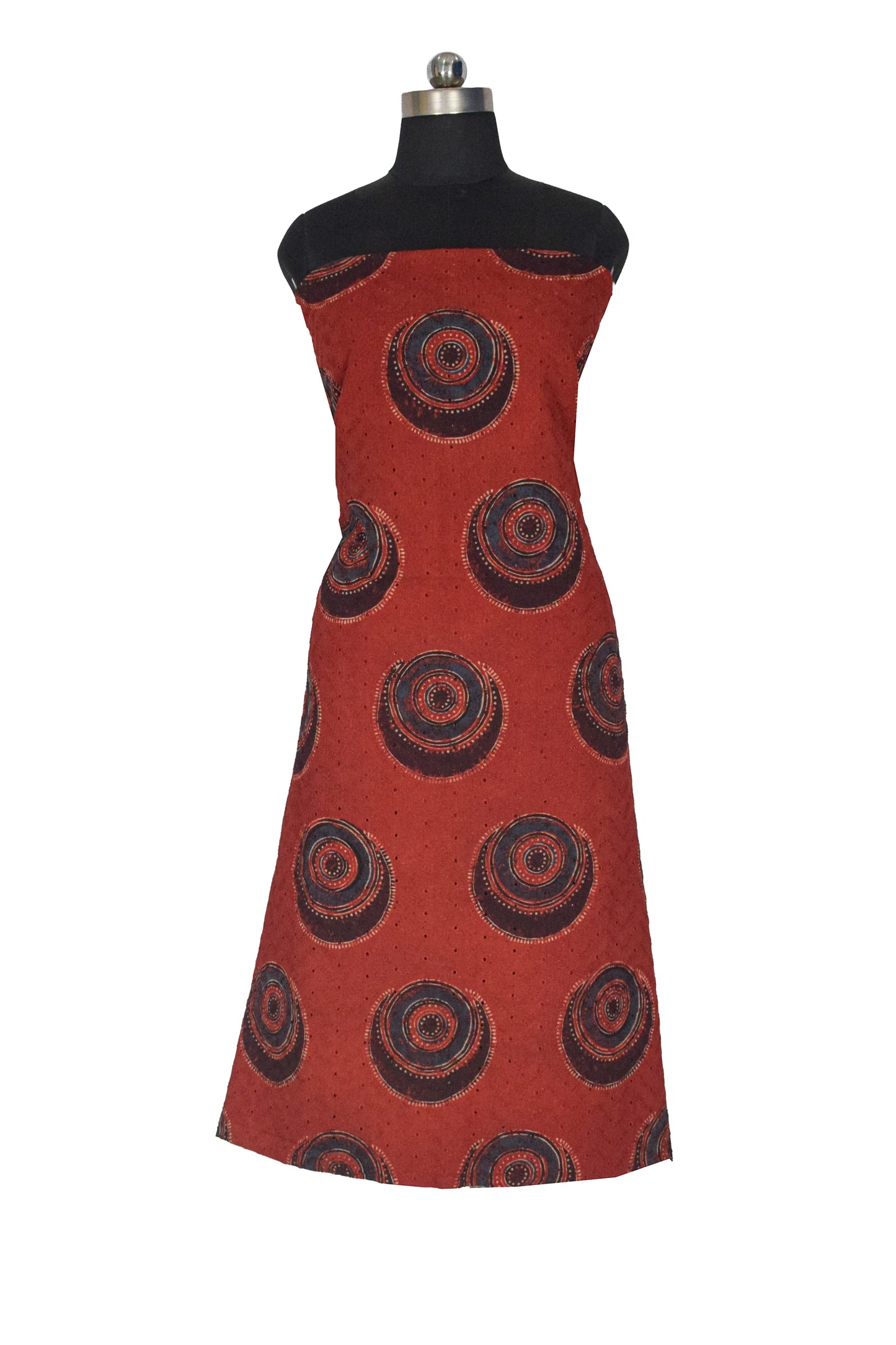 Ajrakh Cotton Natural Dye Hakoba Design Hand Block Print Unstitched Kurta Fabric  Mtr Length  2.75 Mtr  Length  -  SKU : MK12903C