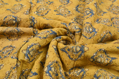 Ajrakh Cotton Natural Dye Hakoba Design Hand Block Print Unstitched Kurta Fabric  Mtr Length  1.5 Mtr  Length  -  SKU : AI06A05A