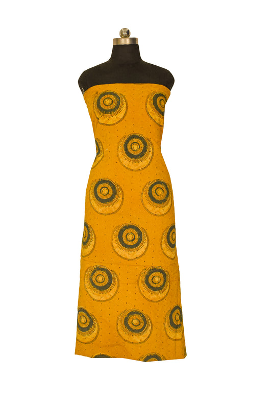 Ajrakh Cotton Natural Dye Hakoba Design Hand Block Print Unstitched Kurta Fabric  Mtr Length  2.5 Mtr  Length  -  SKU : MK12901F