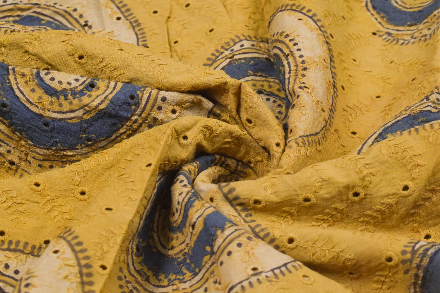 Ajrakh Cotton Natural Dye Hakoba Design Hand Block Print Unstitched Kurta Fabric  Mtr Length  2.5 Mtr  Length  -  SKU : MK12901F