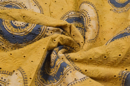 Ajrakh Cotton Natural Dye Hakoba Design Hand Block Print Unstitched Kurta Fabric  Mtr Length  2.5 Mtr  Length  -  SKU : MK12901F