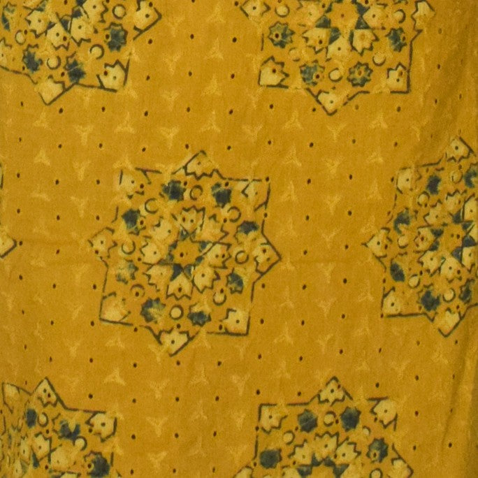 Ajrakh Cotton Natural Dye Hakoba Design Hand Block Print Unstitched Kurta Fabric  Mtr Length  3 Mtr  Length  -  SKU : MK12902F