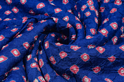 Bandhej [ Tie-Dye] Modal Silk Double Colour Unstitched Kurta Fabric  Mtr Length  2.5 Mtr  Length  -  SKU : 0097-BLPK