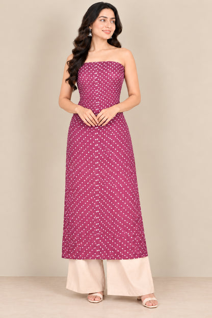 Bandhej [ Tie-Dye] Gaji Silk Single Colour Bandhani Unstitched Kurta Fabric  3.00 Mtr  Length  -  SKU : KH14801F