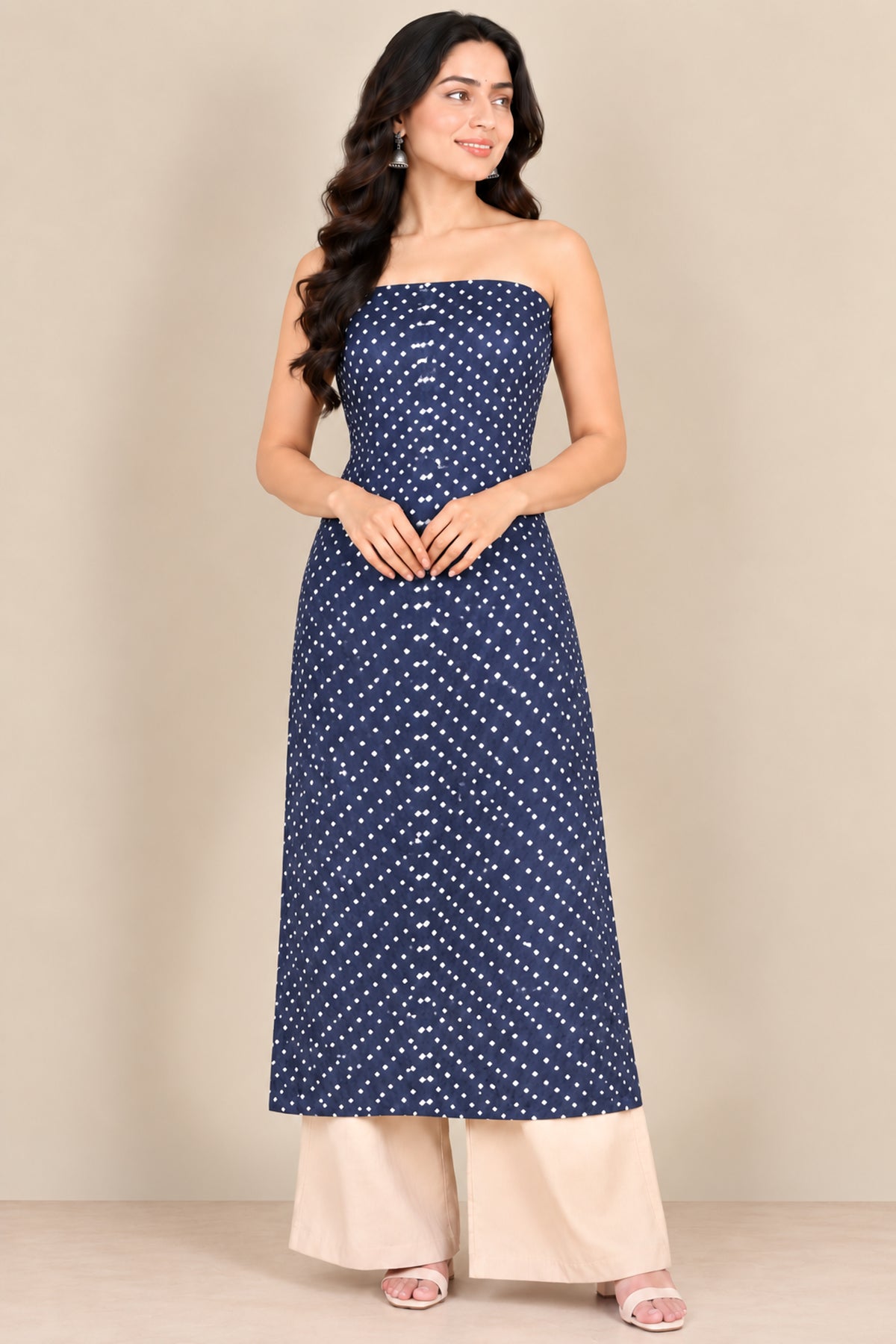 Bandhej [ Tie-Dye] Gaji Silk Single Colour Bandhani Unstitched Kurta Fabric  3.00 Mtr  Length  -  SKU : KH14801E