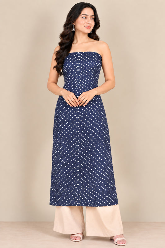 Bandhej [ Tie-Dye] Gaji Silk Single Colour Bandhani Unstitched Kurta Fabric  3.00 Mtr  Length  -  SKU : KH14801E