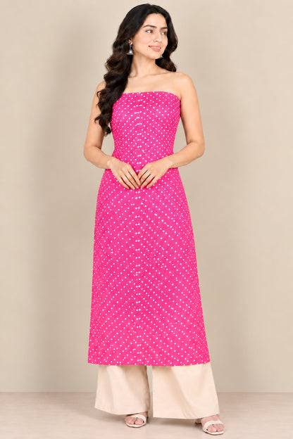 Bandhej [ Tie-Dye] Gaji Silk Single Colour Bandhani Unstitched Kurta Fabric  3.00 Mtr  Length  -  SKU : KH14801D
