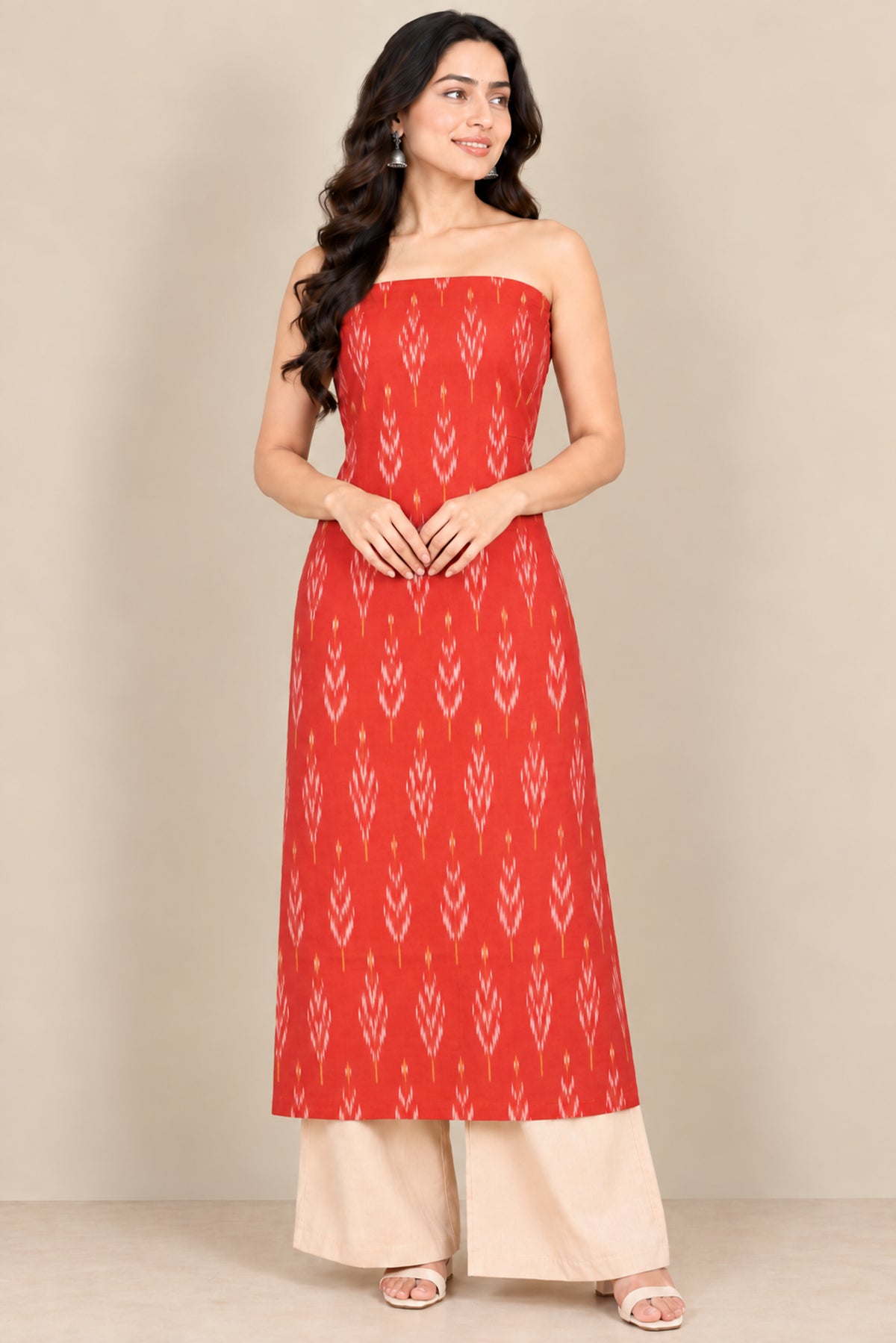 Ikat Print Cotton Unstitched Kurta Fabric  2.50 Mtr  Length  -  SKU : GT22801A