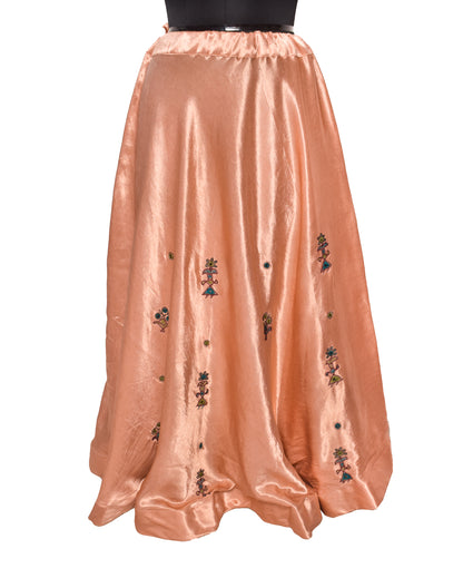 Ahir Work Mashru Silk Fine Mirror and Threadwork Embroidery Garba Skirt    -  SKU: EK26901A