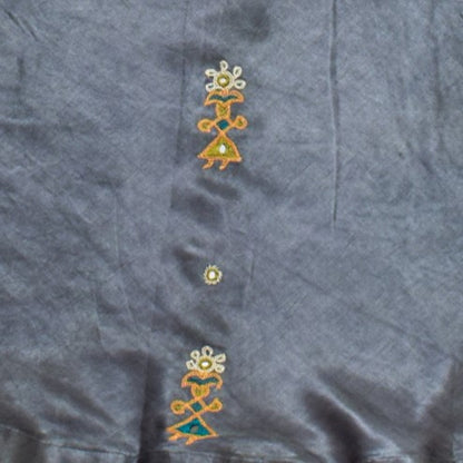 Ahir Work Mashru Silk Fine Mirror and Threadwork Embroidery Garba Skirt    -  SKU: EK13904A
