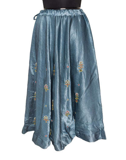 Ahir Work Mashru Silk Fine Mirror and Threadwork Embroidery Garba Skirt    -  SKU: EK13904C