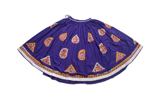 Ahir Work Polyester Hand Embroidered Garba Skirt  With Bavalia Work Border   -  SKU: MD04504A
