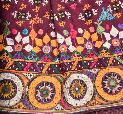 Bavalia Work Cotton Hand Embroidery Golwadi Work Garba Skirt   - 3 Mtr Flare (Gher)    -  SKU : SD09902A