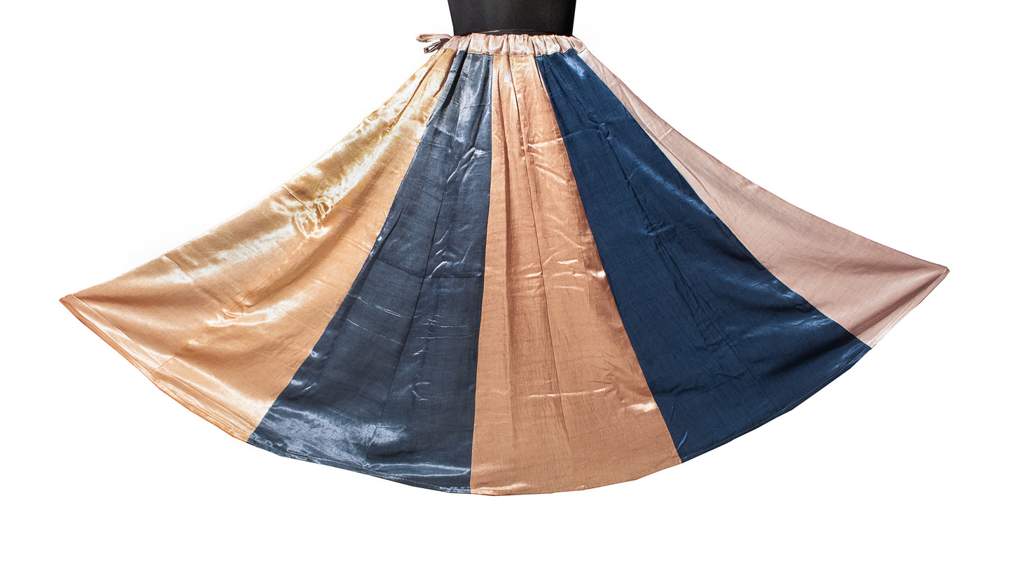 Plain Dyeing Mashru Silk 18 Kali Applique Work Garba Skirt  - 4.5 Mtr Flare (Gher)    -  SKU : EK20901F