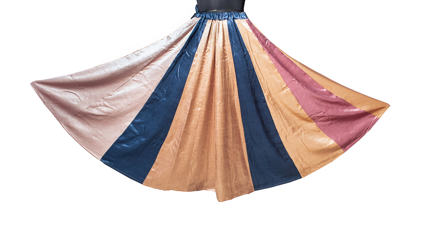 Plain Dyeing Mashru Silk 18 Kali Applique Work Garba Skirt  - 4.5 Mtr Flare (Gher)    -  SKU : EK20901H