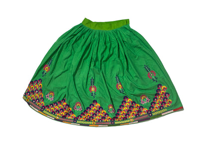 Simple Embroidery Polyester Hand Embroidered Simple Mirror Work Garba Skirt  - 3.2 Mtr Flare (Gher)    -  SKU : MD18904A