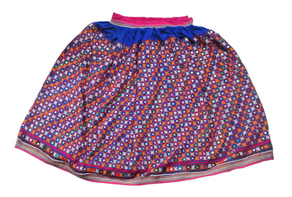 Bavalia Work Cotton Hand Embroidered Mirror Work Garba Skirt  - 3 Mtr Flare (Gher)    -  SKU : MD28302A