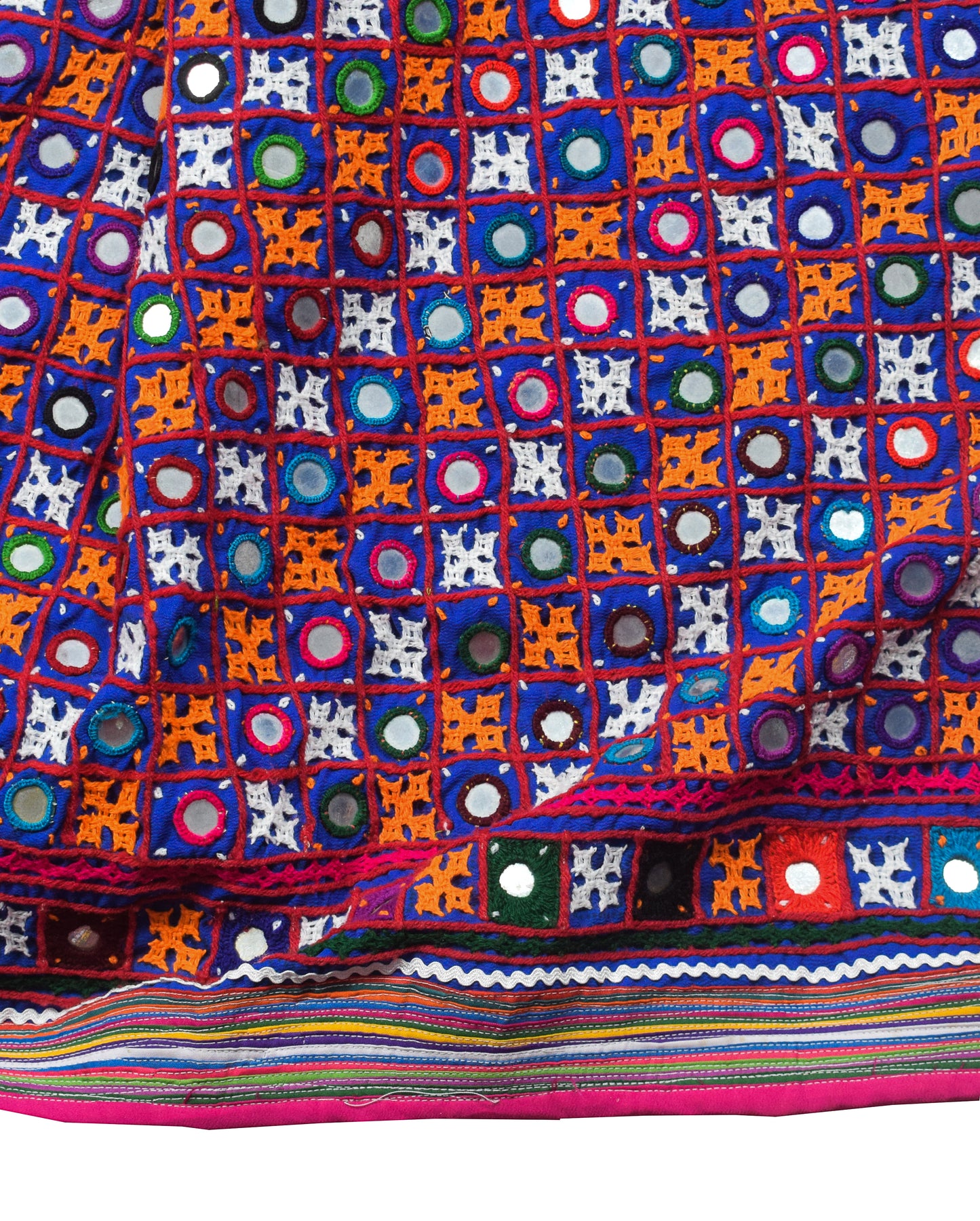 Bavalia Work Cotton Hand Embroidered Mirror Work Garba Skirt  - 3 Mtr Flare (Gher)    -  SKU : MD28302A